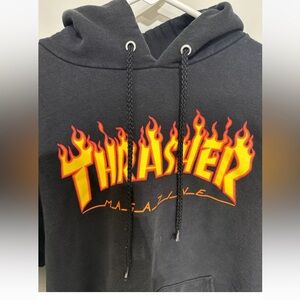 VINTAGE Thrasher Magazine Black Hoody Hoodie Sweatshirt Men's Size  L(42-44)